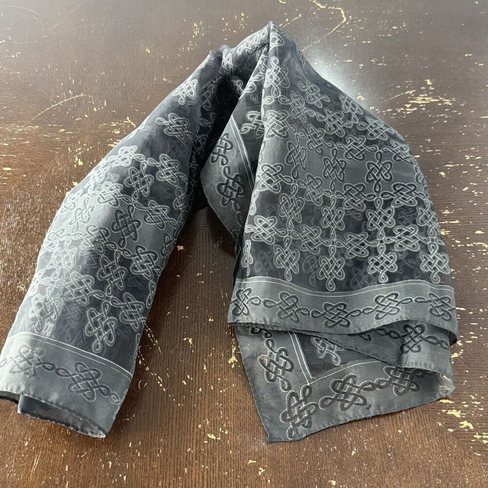 Vintage Scarf Black Sheer 25” Square